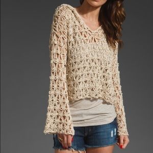 FREE PEOPLE Beige XS Star Stitch Crochet Hoodie